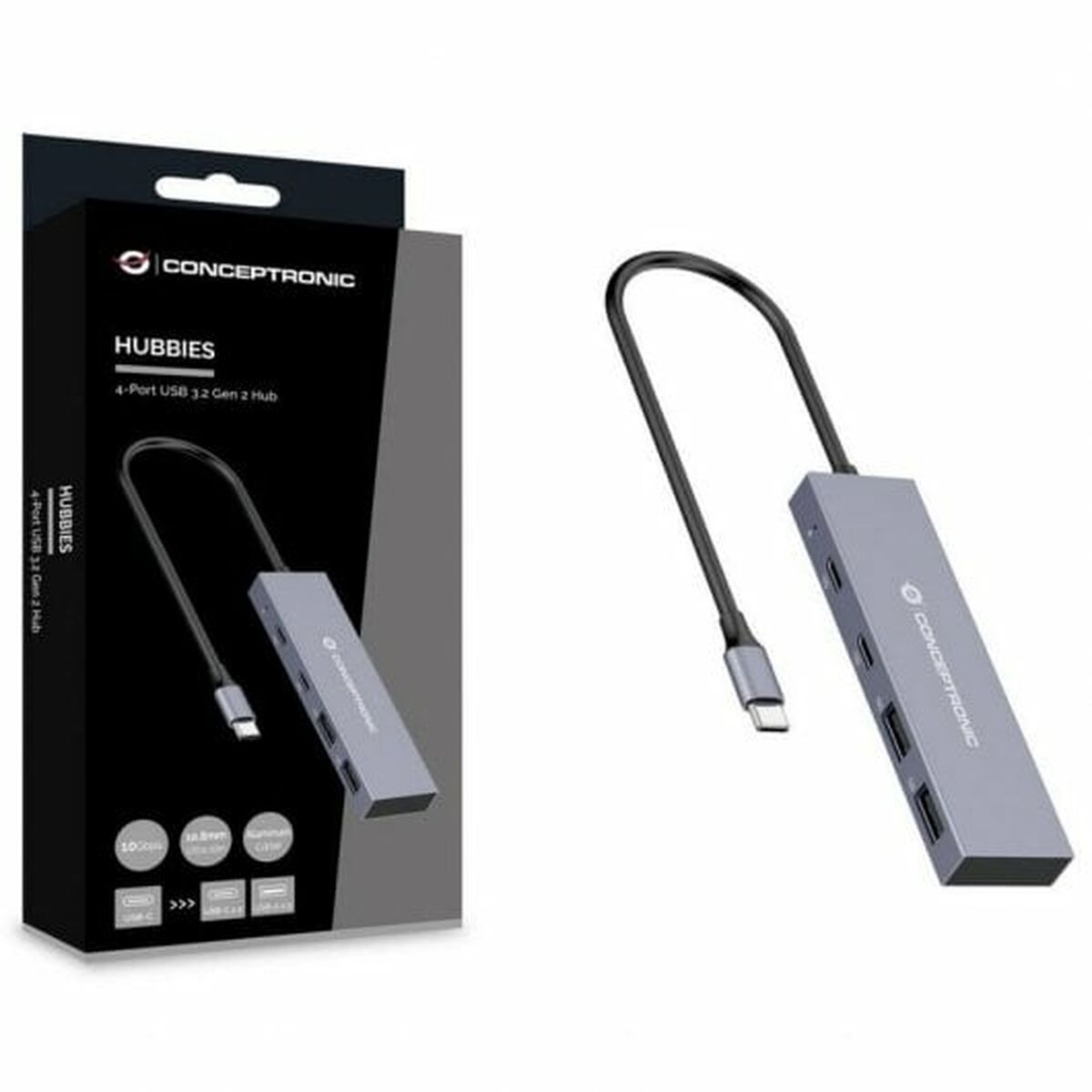 USB Centrmezgls Conceptronic HUBBIES13G Pelēks (1 gb.)